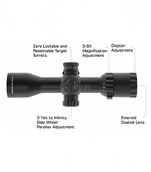 LEAPERS Rifle scope 3x-9x32 1" Bugbuster AO Mil-dot Dovetail Rings optilised sihikud