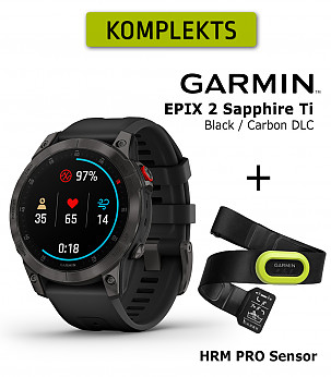 GARMIN EPIX 2 Black Sapphire Carbon Gray DLC + HRM PRO Sensor spordikell