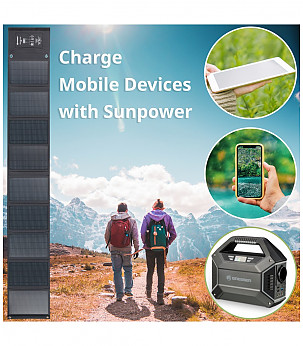 BRESSER Mobiilne päikeselaadija 60 W USB ja alalisvoolu väljundiga