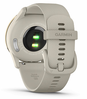 GARMIN Vivomove Trend Cream Gold Stainless Steel Bezel with French Grey Case and Silicone Band spordikell