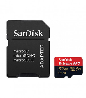 SANDISK Extreme Pro microSDHC 32GB + SD Adapter + Rescue Pro Deluxe 100MB/s A1 C10 V30 UHS-I U3 mälukaart